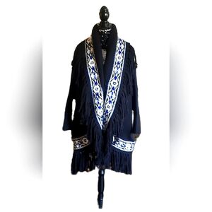 Ralph Lauren fringed Black and White Cardigan